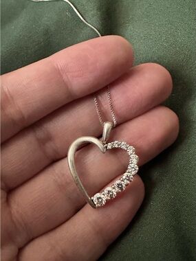 Sterling Silver Heng Ngai Heart Pendant Necklace with Cubic Zirconia Accents